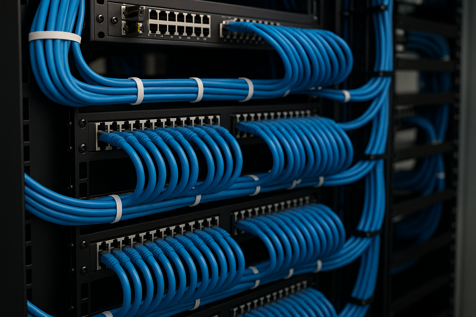 Structured cabling system in a server room