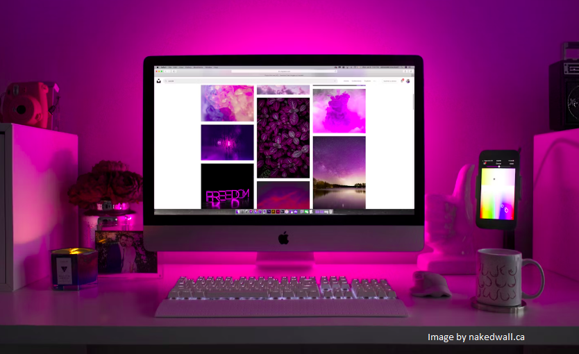 PC on a colourful desk