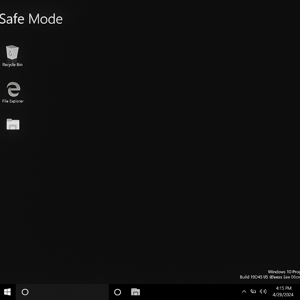 Safe Mode screen in Windows