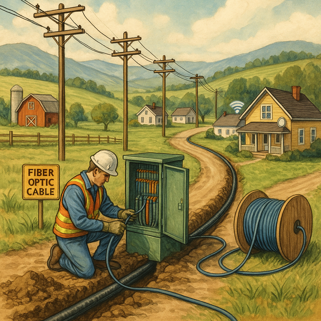 Engineer Connecting Fibre Optic Cables
